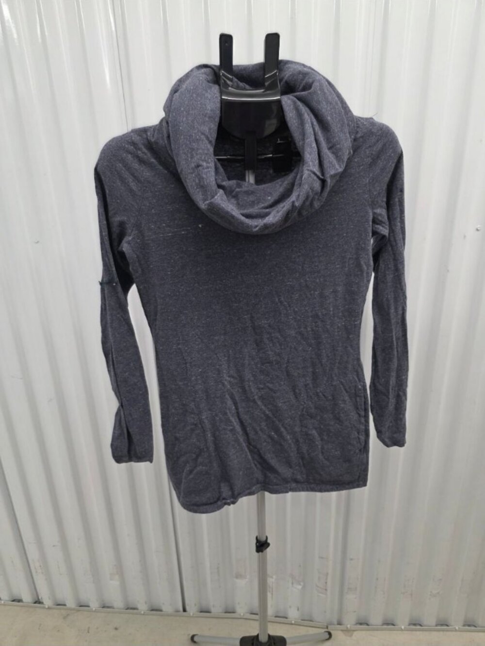 Synergy Women's Gray Heather Cowl Neck Hooded Long Sleeve Organic Top